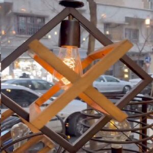 لوستر آویز تک ستاره چوب فلز